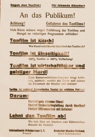 Немецкая листовка против звукового кино